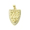 Mother's Day Real 18K Gold Plated Brass Micro Pave Cubic Zirconia Pendants, Shield with Virgin, Clear, 29x19x3mm, Hole: 3.5x4.5mm