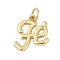 Brass Charms, Character FE, with Jump Ring, Cadmium Free & Lead Free, Rack Plating, Long-Lasting Plated, Real 18K Gold Plated, 14.5x13x1.6mm, Hole: 3.4mm