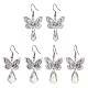 3 paio di orecchini pendenti in ottone con farfalla 3D in filigrana di 3 dimensioni EJEW-JE05677-1