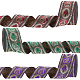 Pandahall エリート 3 個 3 色エスニック スタイル刺繍ポリエステル リボン  ジャカードリボン  チロリアンリボン  服飾材料  楕円模様  ミックスカラー  1-3/8インチ（34mm）  約7.66ヤード（7m）/ pc  1pc /カラー OCOR-PH0003-93-1