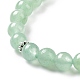 Collier pendentif balle et pompon en aventurine verte naturelle avec chaînes de perles de pierres précieuses mélangées NJEW-E585-02D-5