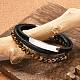 Плетеные кожаные многорядные браслеты для мужчин BJEW-Z081-16P-1