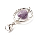 Alloy Linking Rings & Heart Natural Amethyst Pendant Decorations HJEW-JM00604-05-5