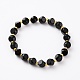 Natural Black Agate Beads Stretch Bracelets BJEW-Z007-B-01-2