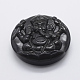 Carved Natural Obsidian Pendants G-E428-28-1