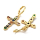 Cross Real 18K Gold Plated Brass Dangle Leverback Earrings EJEW-A033-01G-03-2
