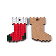 プリントバスウッドペンダント  クリスマスの靴下  バックランダムカラー  レッド  22x17x2mm  穴：1.5mm WOOD-S045-048-2