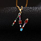 Ожерелья с подвесками-инициалами из латуни и разноцветными кубическими цирконами для женщин FS-WG659DF-14-1