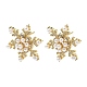 Серьги-гвоздики из латуни с микропаве из кубических цирконий в форме снежинки EJEW-G452-03G-4