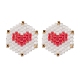 3 par de hexágonos trenzados de semilla de vidrio de 3 colores con aretes de corazón EJEW-MZ00009-5