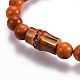 Couples Wood Beads Stretch Bracelets BJEW-JB04122-6