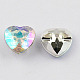1-Hole Taiwan Acrylic Rhinestone Heart Buttons BUTT-F017-15mm-14-2