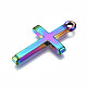Regenbogenfarbenlegierung winzige Kreuzanhänger PALLOY-S180-035-RS-3