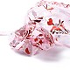 オーガンジー巾着ジュエリーポーチ  結婚披露宴のギフトバッグ  赤いスタンプのバラ模様の四角形  パールピンク  15x10x0.11cm OP-I001-C11-2