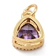 Real 18K Gold Plated Brass Inlaid Cubic Zirconia Charms ZIRC-L100-076G-4