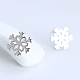 Orecchini a bottone in vero fiocco di neve in ottone placcato platino EJEW-EE0002-001-2