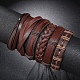 6Pcs 6 Style Adjustable Braided Imitation Leather Cord Bracelet Set with Waxed Cord for Men BJEW-F458-12-7