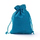 5色の黄麻布の包装袋の巾着袋  ブルーシリーズ  ミックスカラー  11~12x8~9cm  5個/カラー  25個/セット ABAG-X0001-02-3
