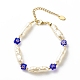 Armband aus ABS-Imitationsperlen und Millefiori-Glasperlen für Damen BJEW-JB08434-1