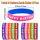Gorgecraft 30Pcs 5 Colors Word HAPPY BIRTHDAY Silicone Cord Bracelets Set Wristband BJEW-GF0001-14A-2