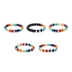 5 pièces 5 styles de pierres précieuses mélangées naturelles et synthétiques rondes bracelets extensibles perlés sertis de bélières en alliage BJEW-JB08920-1