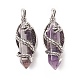 Natural Amethyst Pointed Pendants G-C051-01I-2