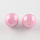 Spray Painted Acrylic Round Beads with Silver Glitter Powder ACRP-S629-20mm-M-2
