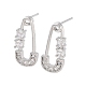 Safety Pins Shape Brass Stud Earrings EJEW-F332-04P-1