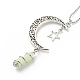 Natural New Jade Bullet with Alloy Moon and Star Pendant Necklace NJEW-JN03912-07-4