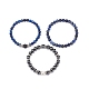 Ensemble de bracelets extensibles en perles rondes avec pierres mélangées naturelles et synthétiques de style 3pcs 3 BJEW-JB08587-7