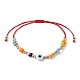 Bracelet de perles tressées au chalumeau mauvais œil réglable et graines BJEW-JB09486-1