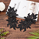 GORGECRAFT 1 Pair 3D Floral Embroidered Lace Applique Flower Bead Patches with Imitation Pearl Neckline Lace Trim for DIY Sewing Crafts Embellishments Wedding Party Dress Decoration Supplies DIY-WH0321-87A-5