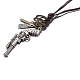 Adjustable Men's Zinc Alloy Pendant and Leather Cord Lariat Necklaces NJEW-BB16008-A-10