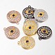 Flat Round with Eye Brass Micro Pave Cubic Zirconia Charms ZIRC-D053-1