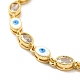 Enamel Evil Eye & Glass Oval Link Chain Bracelet BJEW-G663-01G-04-3