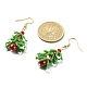 Pendientes colgantes de árbol de Navidad con semillas y perlas de imitación EJEW-MZ00094-3