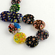 Flat Round Handmade Millefiori Glass Beads Strands LK-R004-61-2