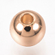 真鍮製スペーサービーズ  ラウンド  ローズゴールド  6x5mm  穴：1.8mm X-KK-Q738-6mm-03RG-3
