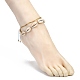 Fußkettchen aus natürlichen Kaurimuscheln mit geflochtenen Perlen für Mädchen und Frauen AJEW-AN00451-01-5