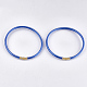 PVCプラスチック仏教バングルセット  ゼリーバングル  キラキラパウダーとポリエステルリボン付き  ブルー  2-1/2インチ（6.3cm）  5個/セット BJEW-T008-09S-3