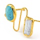 Bracelet manchette ouvert irrégulier pierres précieuses et perles BJEW-G637-01G-5