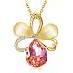 Real 18K Gold Plated Graceful Alloy Glass Flower Pendant Necklaces NJEW-BB00863-02-1