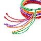 4 pulsera de cordón trenzado de flor de durazno de 4 colores. BJEW-JB07609-5