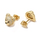 Cubic Zirconia Bear Stud Earrings X-EJEW-G341-01G-2