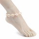 Bracelet de cheville en perles de cauri naturel tressé pour femme AJEW-AN00487-3