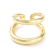 Brass Double Line Open Cuff Rings for Women RJEW-D016-06G-2