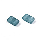 2穴ベーキングペイントガラスシードビーズ  透明なつや消し色虹  長方形  士官候補生ブルー  4.5~5.5x2x2~2.5mm  穴：0.5~0.8mm  約250個/10g X-SEED-S031-M-SH1006FR-3
