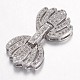 Brass Micro Pave Cubic Zirconia Fold Over Clasps X-ZIRC-N026-16P-1