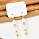 Серьги-кольца из латунного АБС-пластика с жемчугом и кисточками EJEW-U040-12G-1