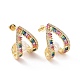 Colorful Cubic Zirconia Teardrop Stud Earrings EJEW-G343-04G-1